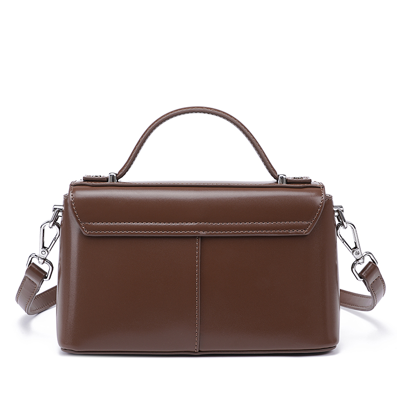 Women Brown Leather Top Handle – обзор и цена Structured Handbag Top Handle