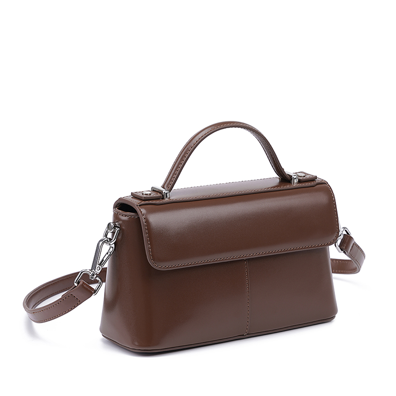 Women Brown Leather Top Handle – обзор и цена Structured Handbag Top Handle
