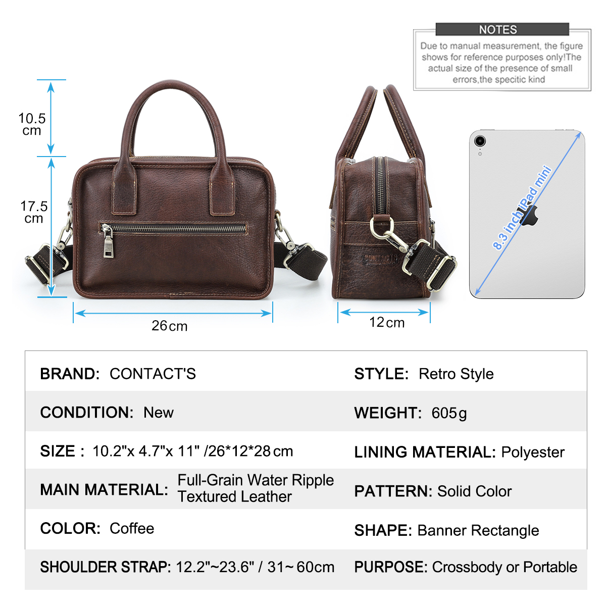 CONTACT'S Genuine Leather Men  – обзор и цена Luxury Bags Mini