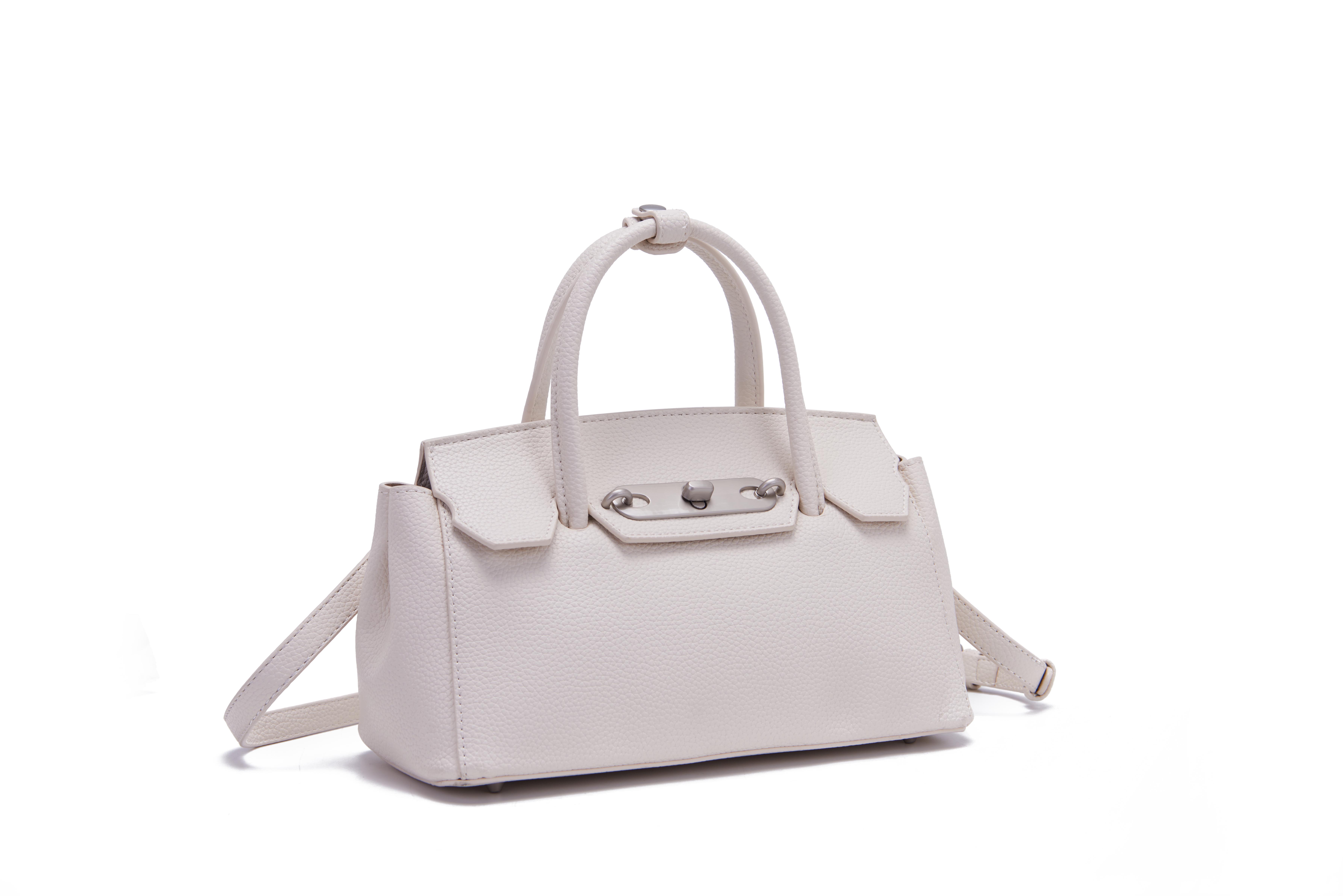 Women Off White Leather Top Ha – обзор и цена Structured Handbag Top Handle