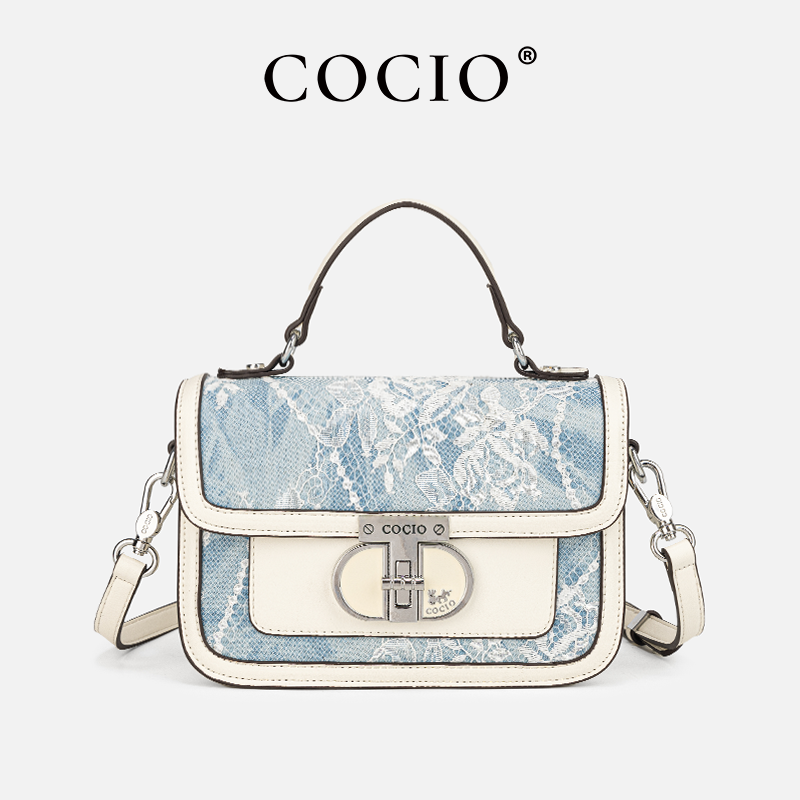 Women Blue White Lace Flap Han – обзор и цена Structured Handbag Top Handle