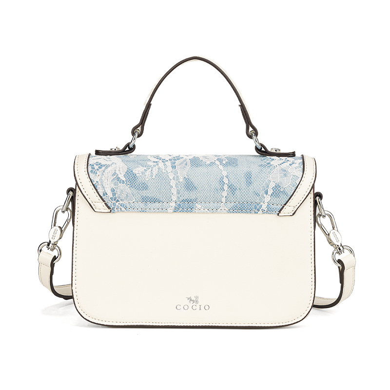 Women Blue White Lace Flap Han – обзор и цена Structured Handbag Top Handle
