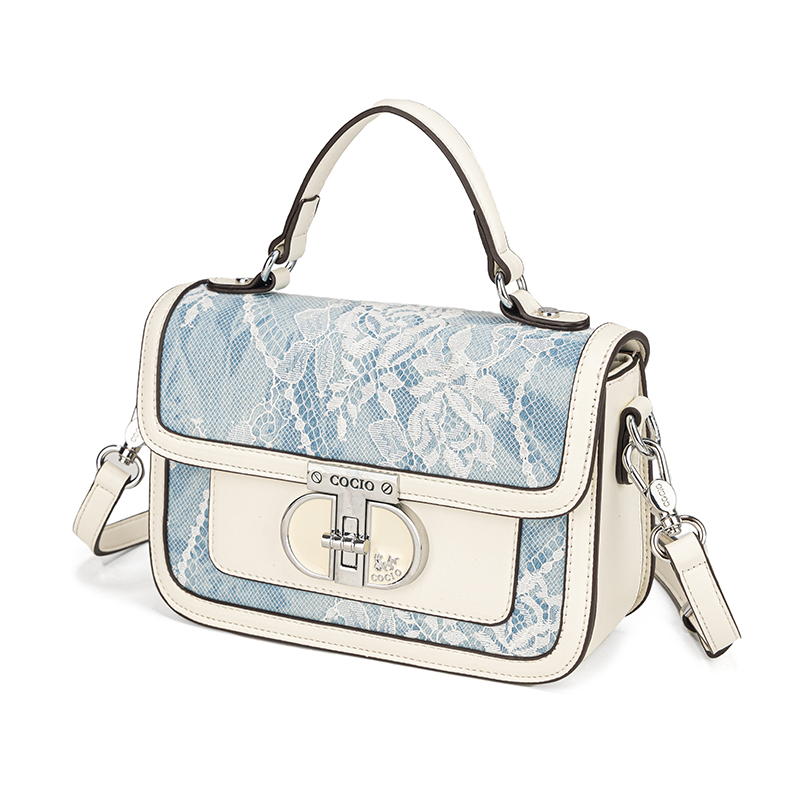 Women Blue White Lace Flap Han – обзор и цена Structured Handbag Top Handle