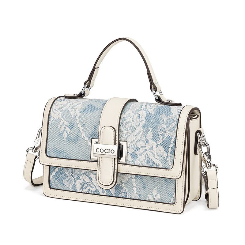 Women Blue Snake Print Lace Pa – обзор и цена Structured Handbag Top Handle