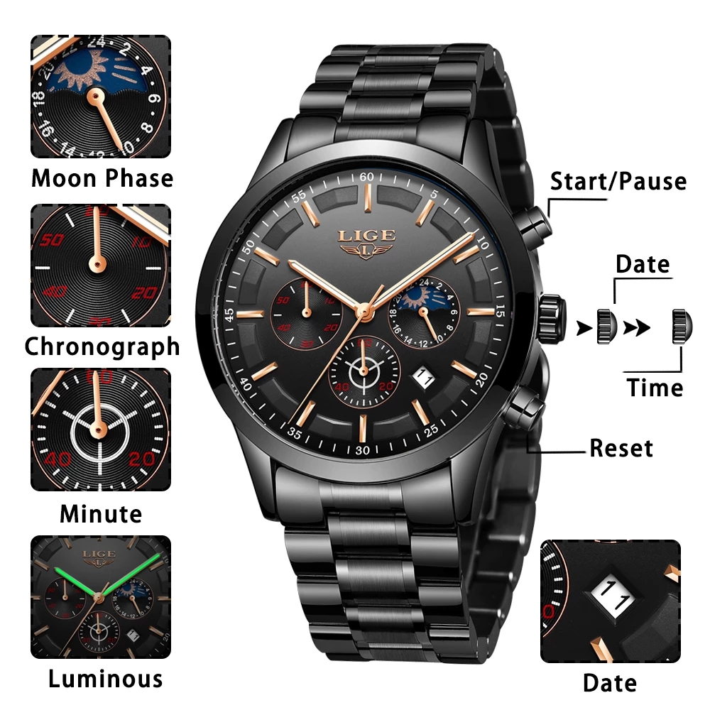 LIGE Business Watches Mens Top – обзор и цена Luxury Bags Brands List